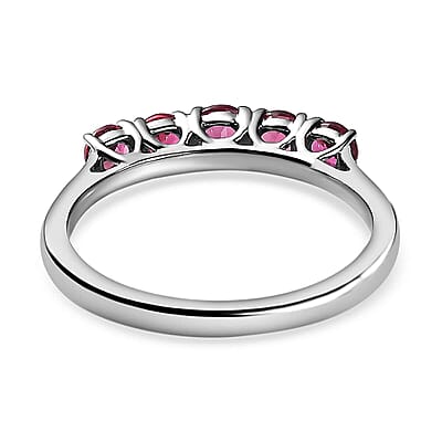 Rhapsody 950 Platinum AAAA Ouro Fino Rubellite 5 Stone Ring (Size 9.0) 5 Grams 0.90 ctw