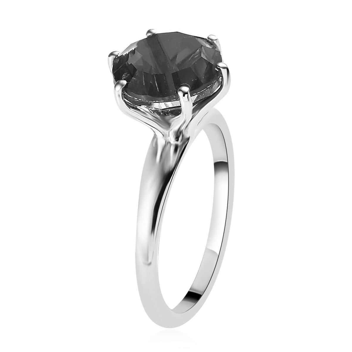 Volcanic Quartz (Triplet) Solitaire Ring in Platinum Over Sterling Silver 4.00 ctw image number 3