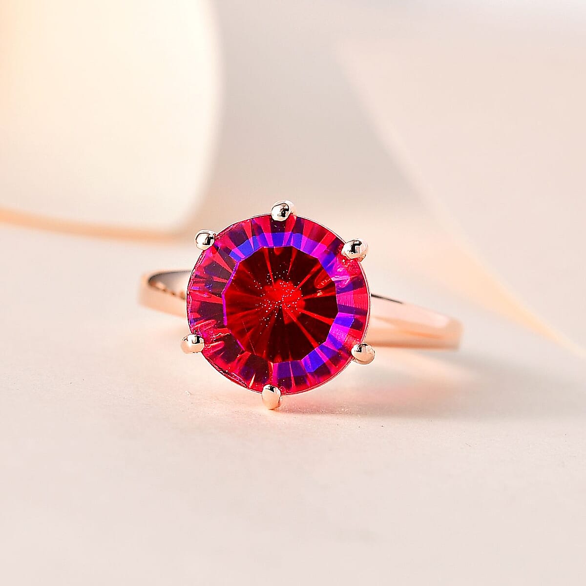 Volcanic Quartz (Triplet) Solitaire Ring in Vermeil Rose Gold Over Sterling Silver (Size 7.0) 4.00 ctw image number 1