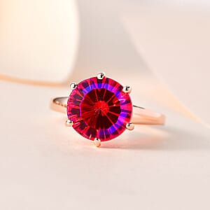 Volcanic Quartz (Triplet) Solitaire Ring in Vermeil Rose Gold Over Sterling Silver (Size 7.0) 4.00 ctw
