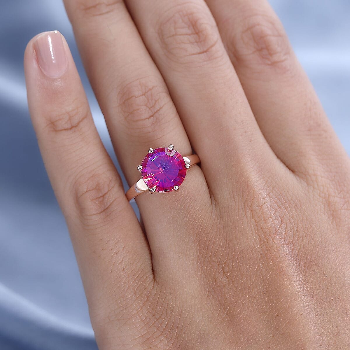 Volcanic Quartz (Triplet) Solitaire Ring in Vermeil Rose Gold Over Sterling Silver (Size 7.0) 4.00 ctw image number 2