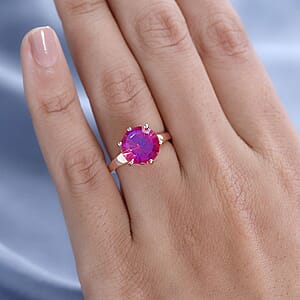 Volcanic Quartz (Triplet) Solitaire Ring in Vermeil Rose Gold Over Sterling Silver (Size 7.0) 4.00 ctw