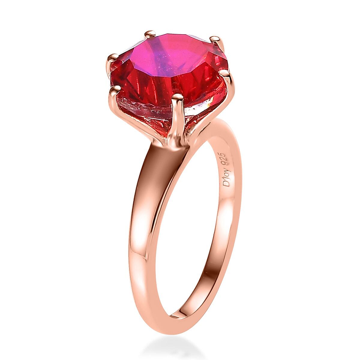 Volcanic Quartz (Triplet) Solitaire Ring in Vermeil Rose Gold Over Sterling Silver (Size 7.0) 4.00 ctw image number 3