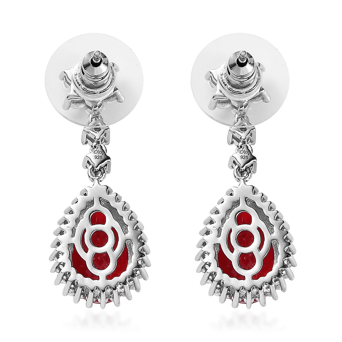 Volcanic Quartz (Triplet) and White Zircon Dangling Earrings in Platinum Over Sterling Silver 8.50 ctw image number 4