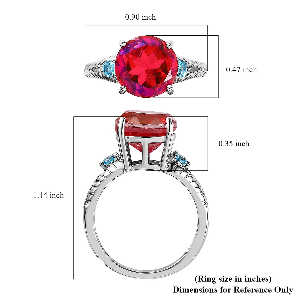 Karis Volcanic Quartz (Triplet) and Simulated Blue Diamond Ring in Platinum Bond (Size 10.0) 6.00 ctw image number 5