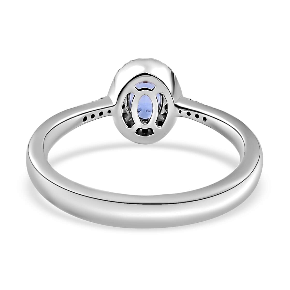 Luxoro 10K White Gold Premium Ceylon Blue Sapphire and G-H I3 Diamond Ring (Size 6.0) 1.15 ctw image number 4