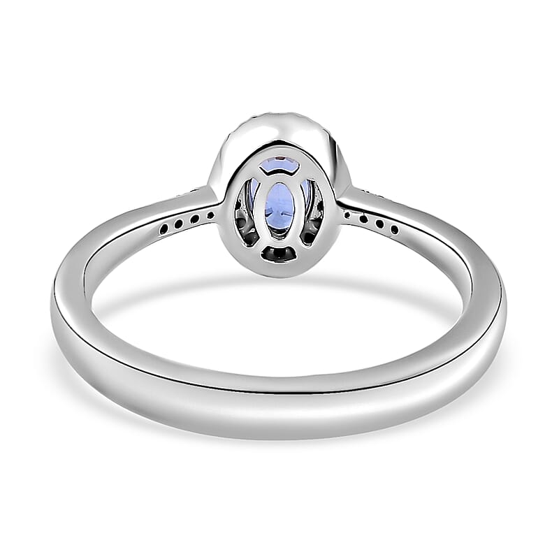 Luxoro 10K White Gold Premium Ceylon Blue Sapphire and G-H I3 Diamond Ring (Size 7.0) 1.15 ctw