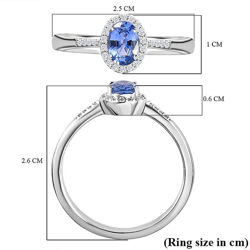 Luxoro 10K White Gold Premium Ceylon Blue Sapphire and G-H I3 Diamond Ring (Size 7.0) 1.15 ctw