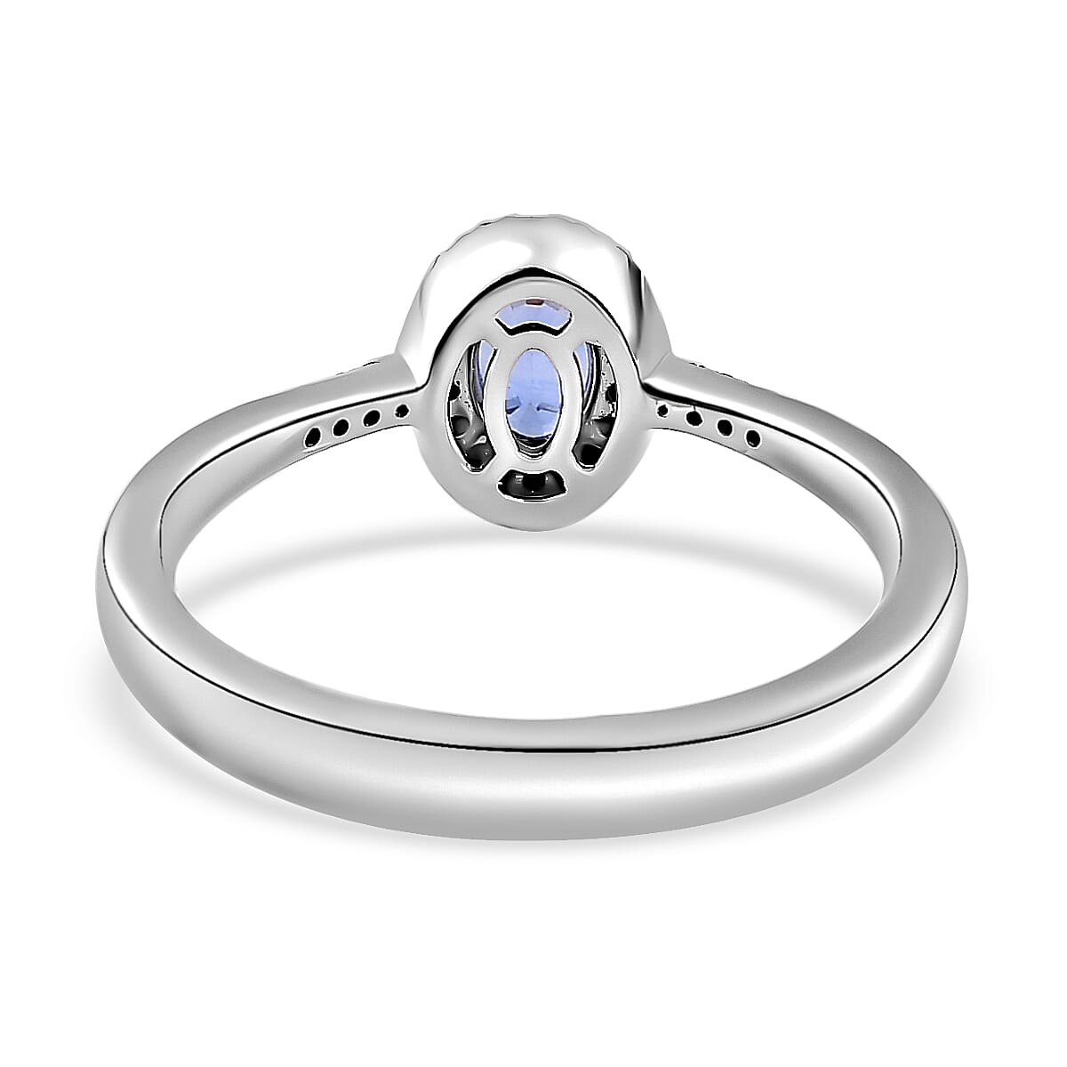 Luxoro 10K White Gold Premium Ceylon Blue Sapphire and G-H I3 Diamond Ring (Size 8.0) 1.15 ctw image number 4