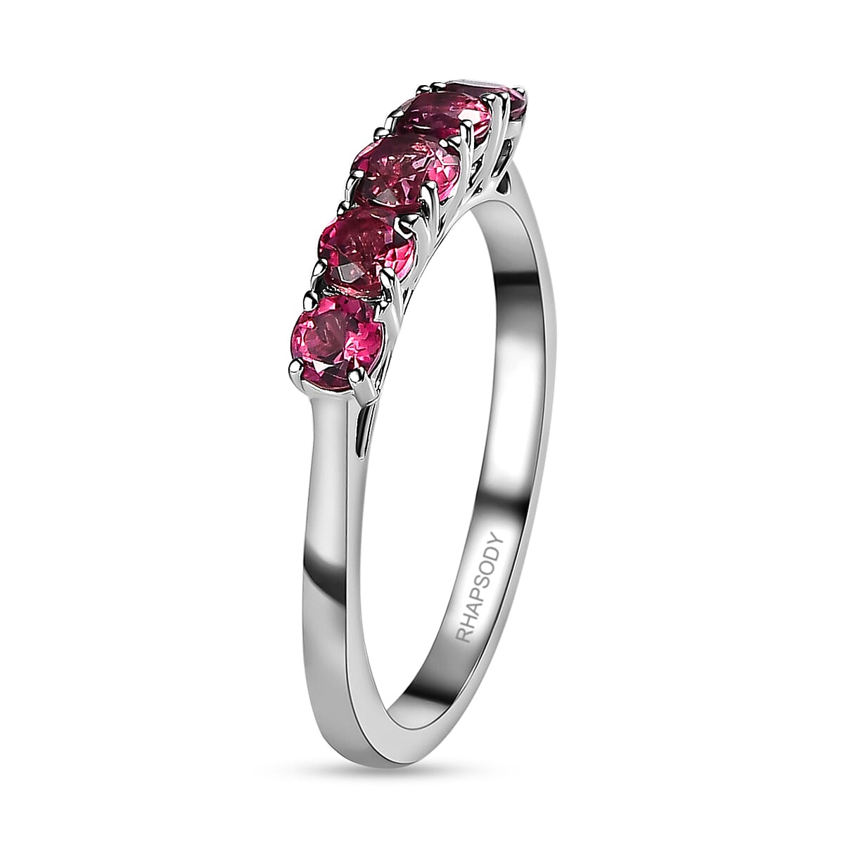 Rhapsody 950 Platinum AAAA Ouro Fino Rubellite 5 Stone Ring (Size 8.0) 5 Grams 0.90 ctw image number 3