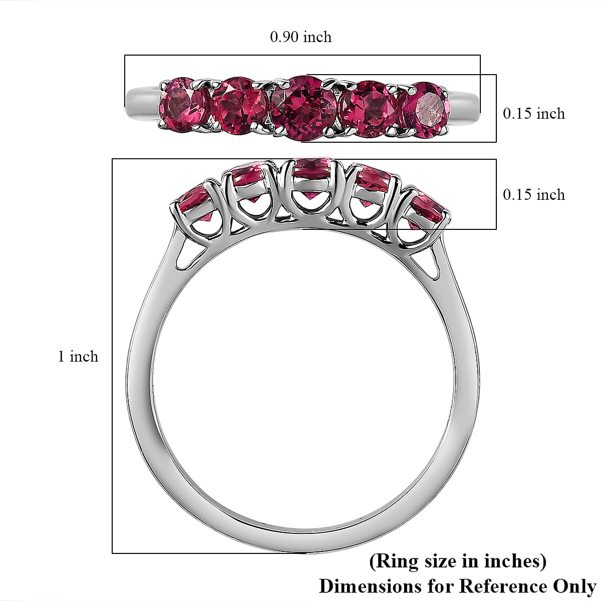 Rhapsody 950 Platinum AAAA Ouro Fino Rubellite 5 Stone Ring (Size 8.0) 5 Grams 0.90 ctw image number 5