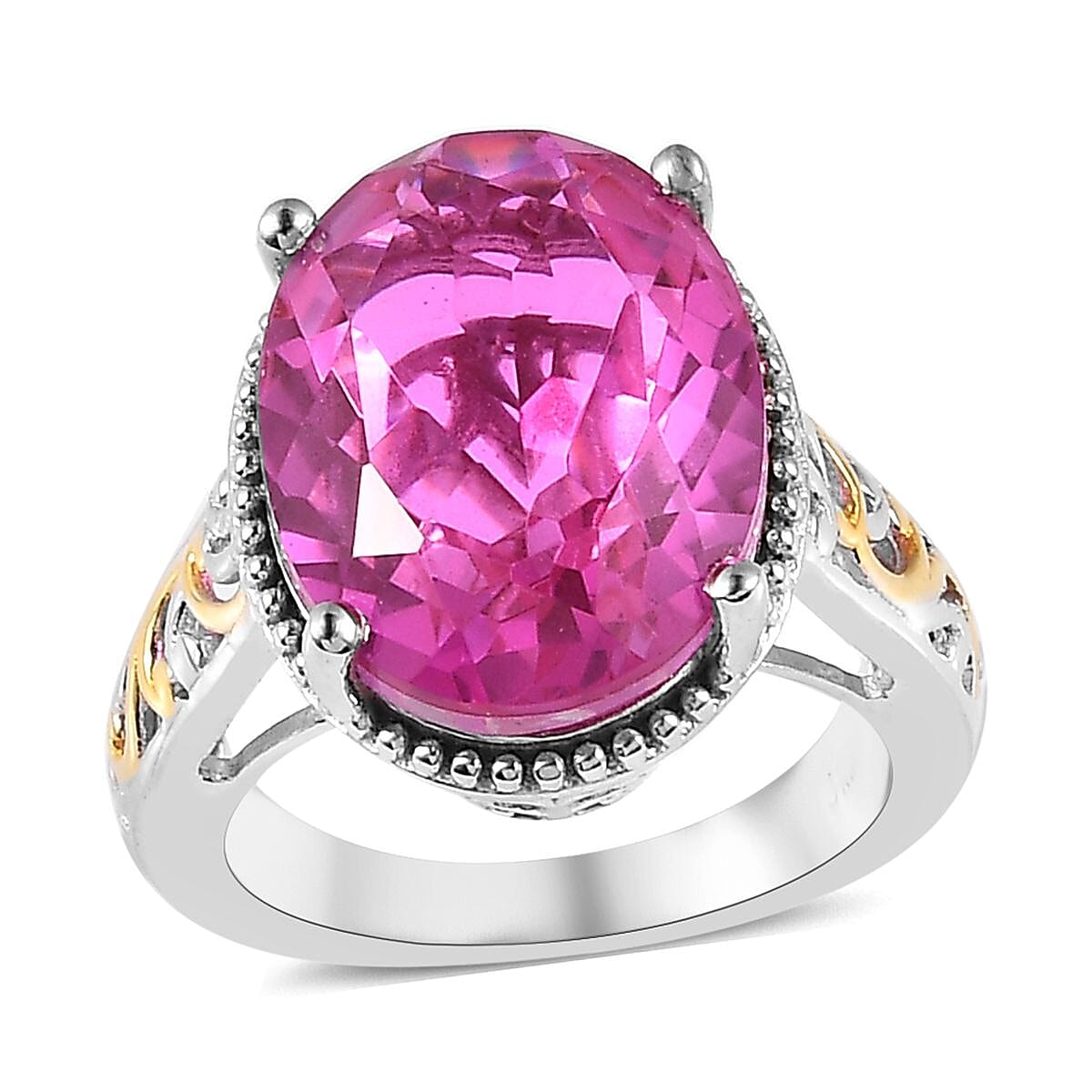 Karis Radiant Orchid Quartz (Triplet) Solitaire Ring in 18K YG Plated and Platinum Bond (Size 10.0) 9.35 ctw image number 0
