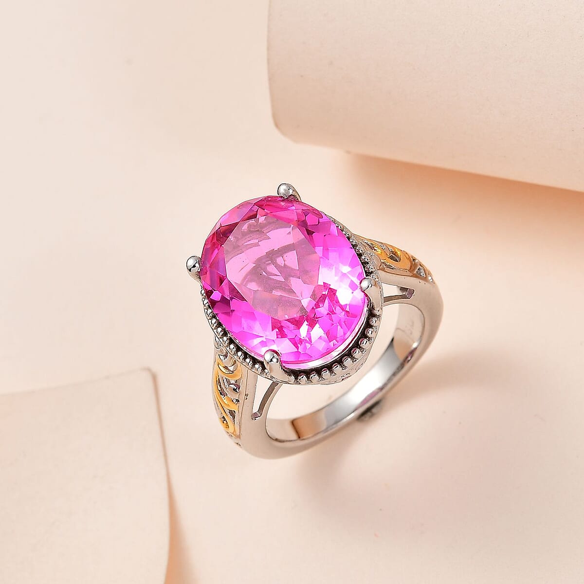Karis Radiant Orchid Quartz (Triplet) Solitaire Ring in 18K YG Plated and Platinum Bond (Size 10.0) 9.35 ctw image number 1