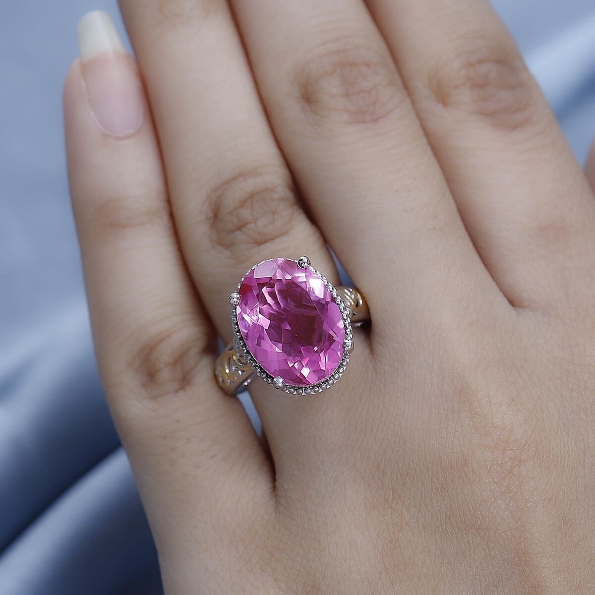 Karis Radiant Orchid Quartz (Triplet) Solitaire Ring in 18K YG Plated and Platinum Bond (Size 10.0) 9.35 ctw image number 2