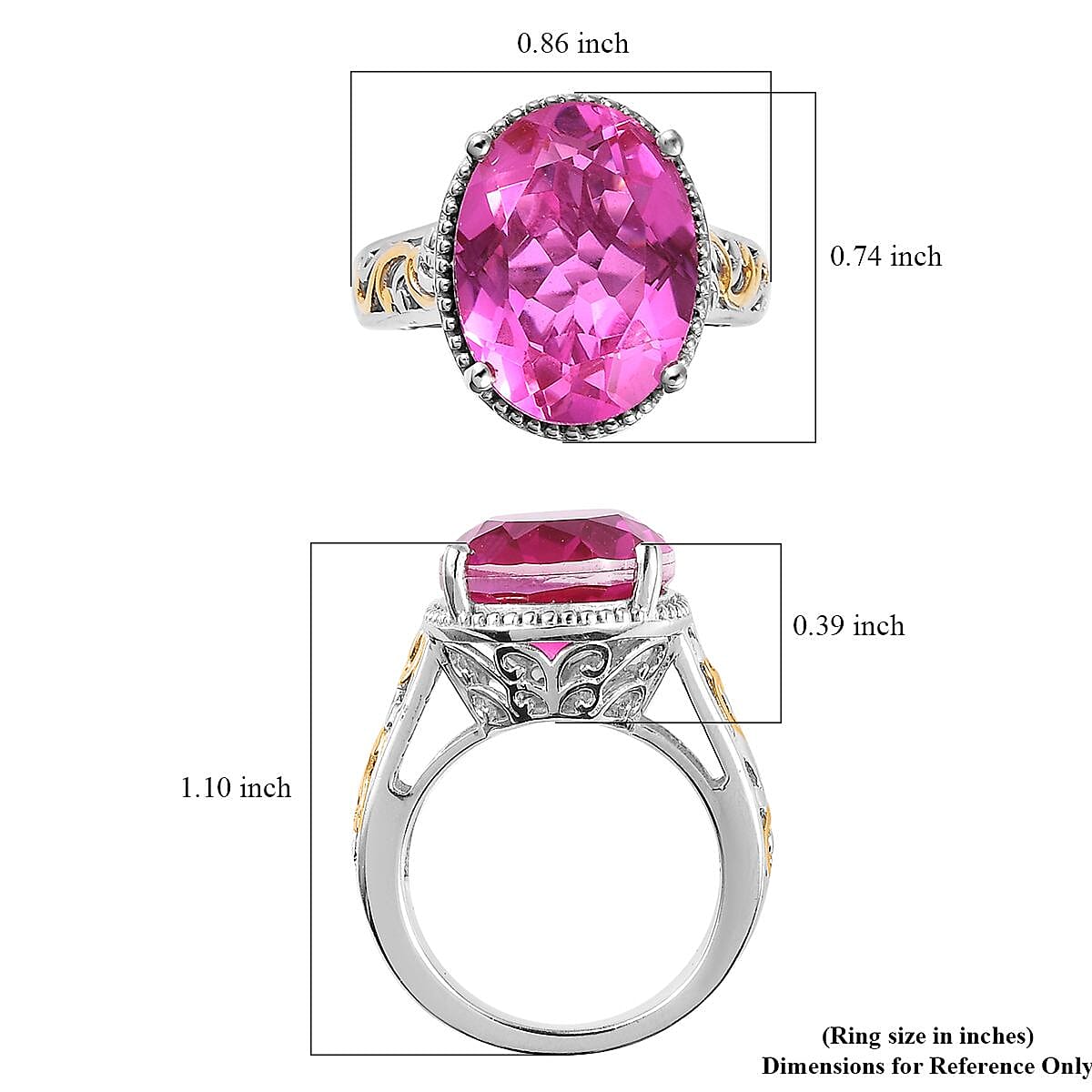 Karis Radiant Orchid Quartz (Triplet) Solitaire Ring in 18K YG Plated and Platinum Bond (Size 10.0) 9.35 ctw