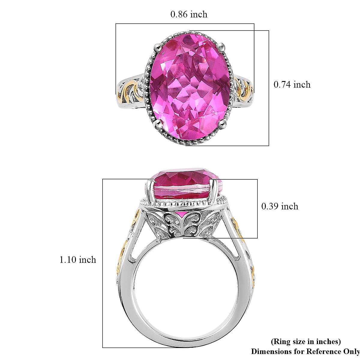 Karis Radiant Orchid Quartz (Triplet) Solitaire Ring in 18K YG Plated and Platinum Bond (Size 5.0) 9.35 ctw