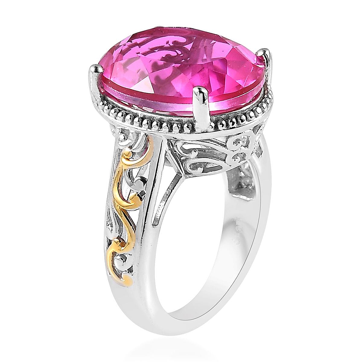 Karis Radiant Orchid Quartz (Triplet) Solitaire Ring in 18K YG Plated and Platinum Bond (Size 8.0) 9.35 ctw image number 3