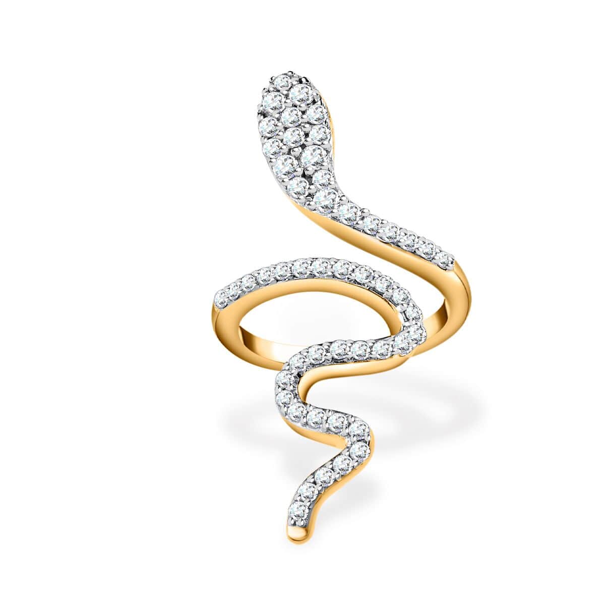 Moissanite Snake Ring in Vermeil Yellow Gold Over Sterling Silver (Size 6.0) 0.65 ctw image number 0