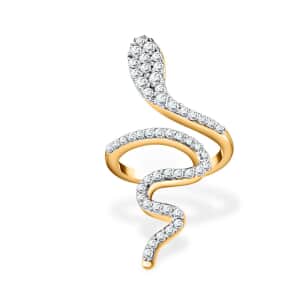 Moissanite Snake Ring in Vermeil Yellow Gold Over Sterling Silver (Size 6.0) 0.65 ctw