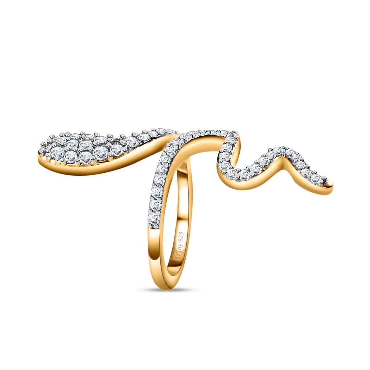 Moissanite Snake Ring in Vermeil Yellow Gold Over Sterling Silver (Size 6.0) 0.65 ctw image number 3