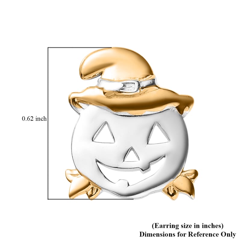 14K Yellow Gold Over and Sterling Silver Halloween Pumpkin Earrings 3.85 Grams