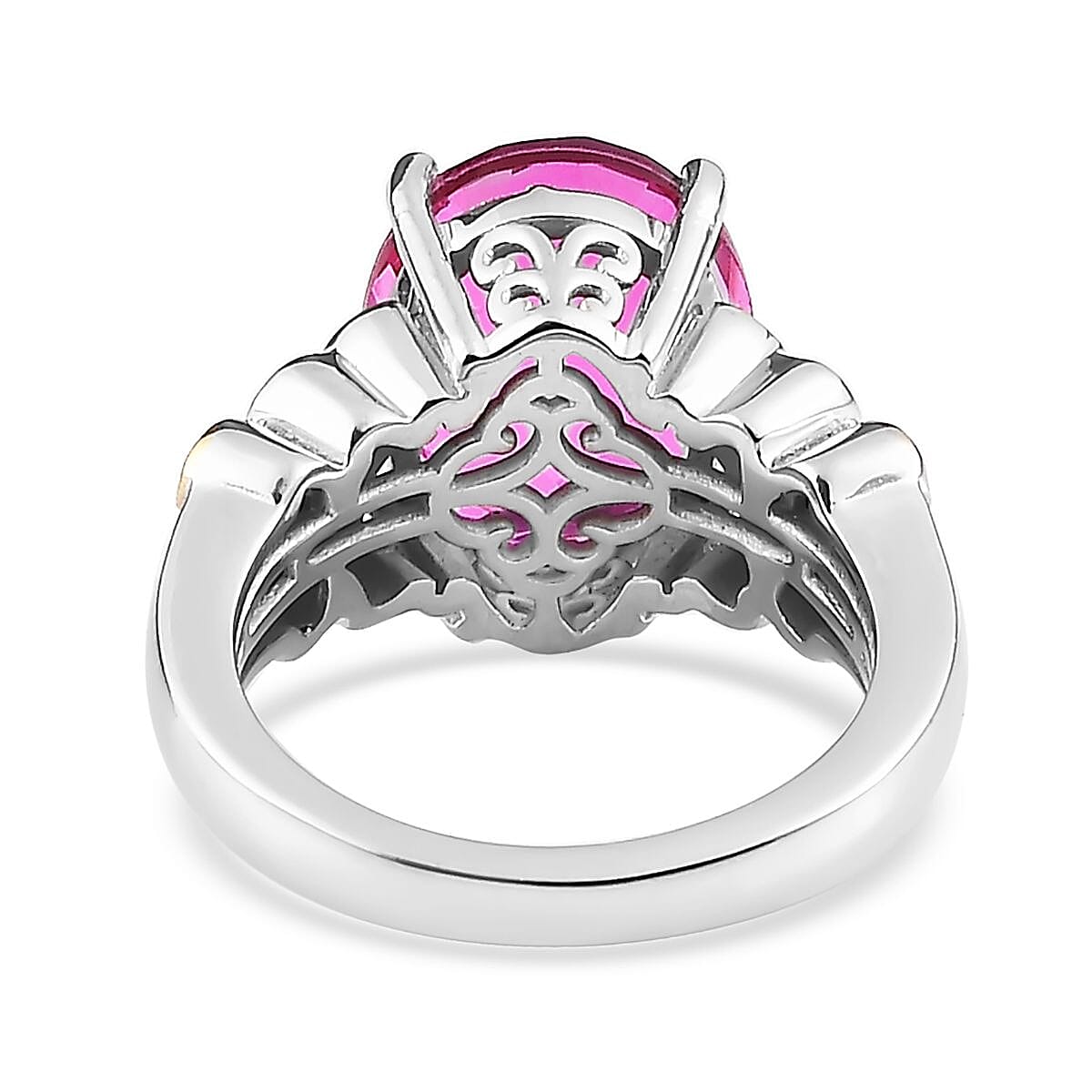 Karis Radiant Orchid Quartz (Triplet) and White Zircon Ring in 18K YG Plated and Platinum Bond (Size 10.0) 5.15 ctw