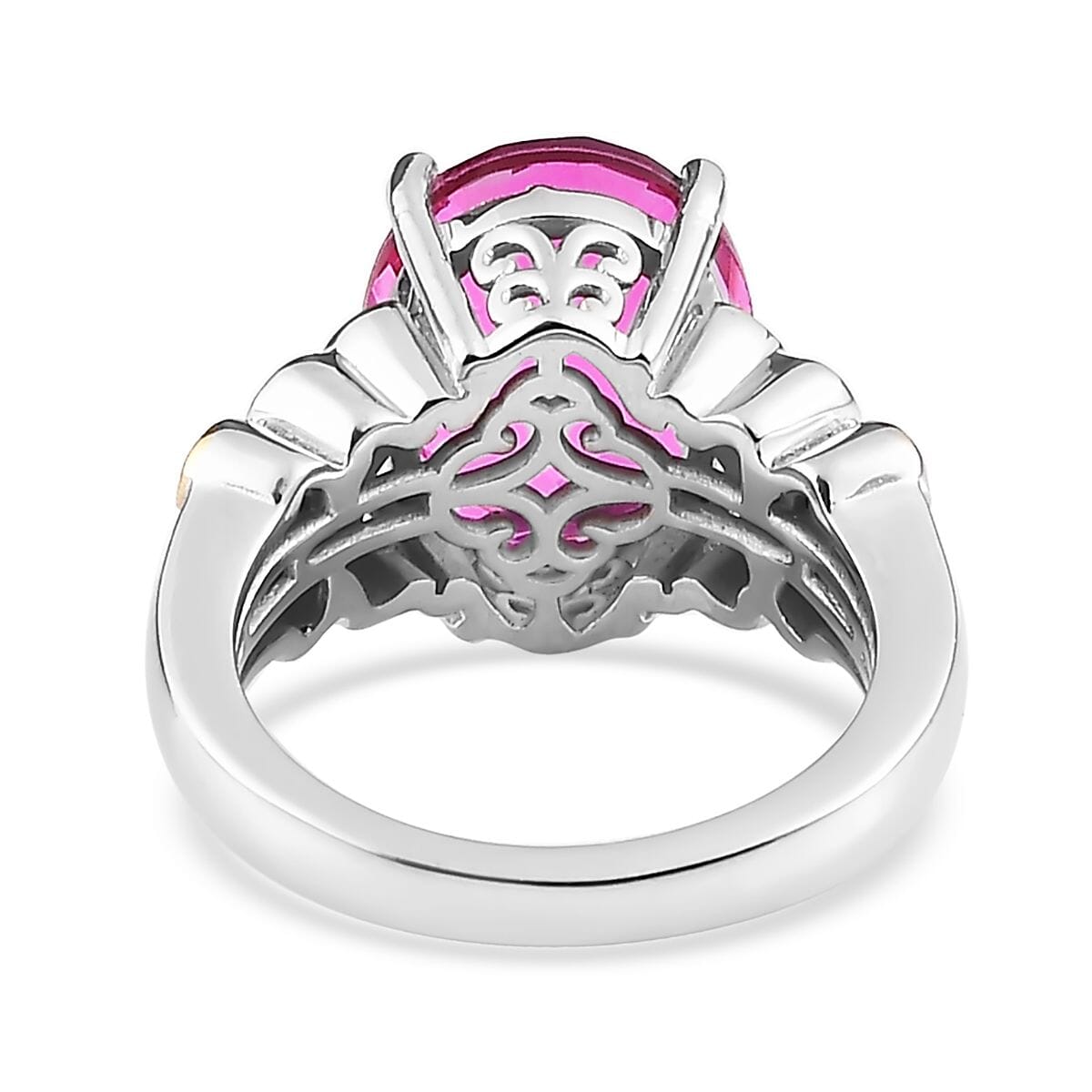 Karis Radiant Orchid Quartz (Triplet) and White Zircon Ring in 18K YG Plated and Platinum Bond (Size 10.0) 5.15 ctw image number 4