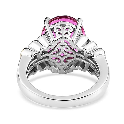 Karis Radiant Orchid Quartz (Triplet) and White Zircon Ring in 18K YG Plated and Platinum Bond (Size 10.0) 5.15 ctw