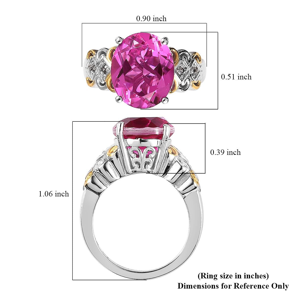 Karis Radiant Orchid Quartz (Triplet) and White Zircon Ring in 18K YG Plated and Platinum Bond (Size 10.0) 5.15 ctw