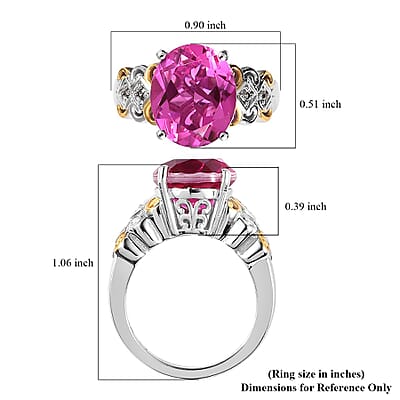Karis Radiant Orchid Quartz (Triplet) and White Zircon Ring in 18K YG Plated and Platinum Bond (Size 10.0) 5.15 ctw