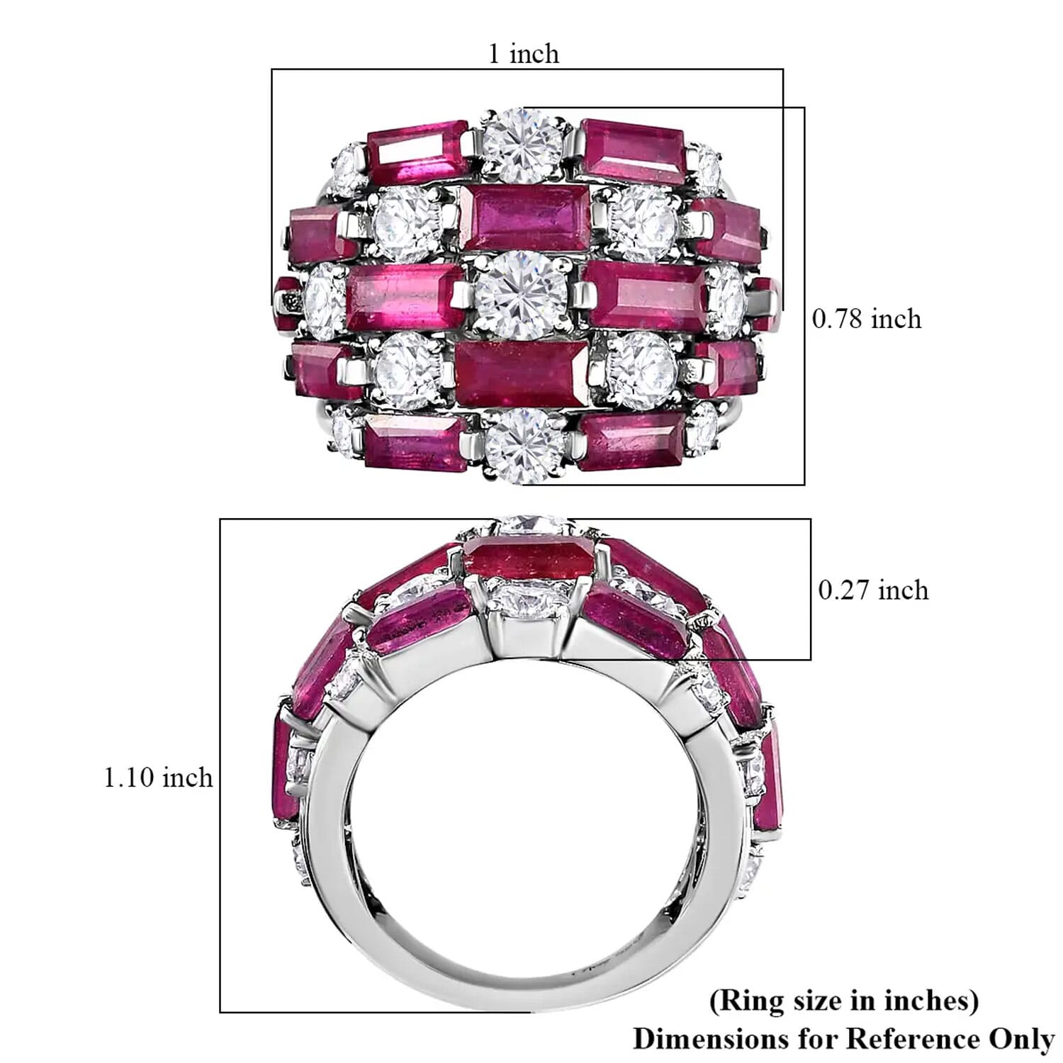 Buy Niassa Ruby (FF) Cluster Ring in Platinum Over Sterling