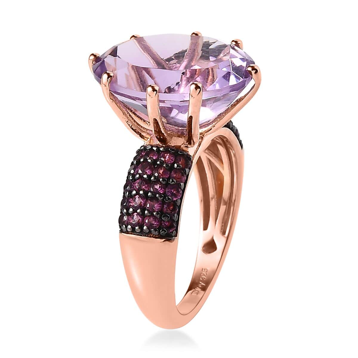 Doorbuster Premium Rose De France Amethyst, Orissa Rhodolite Garnet Ring in Vermeil RG Over Sterling Silver (Size 10.0) 9.75 ctw image number 3