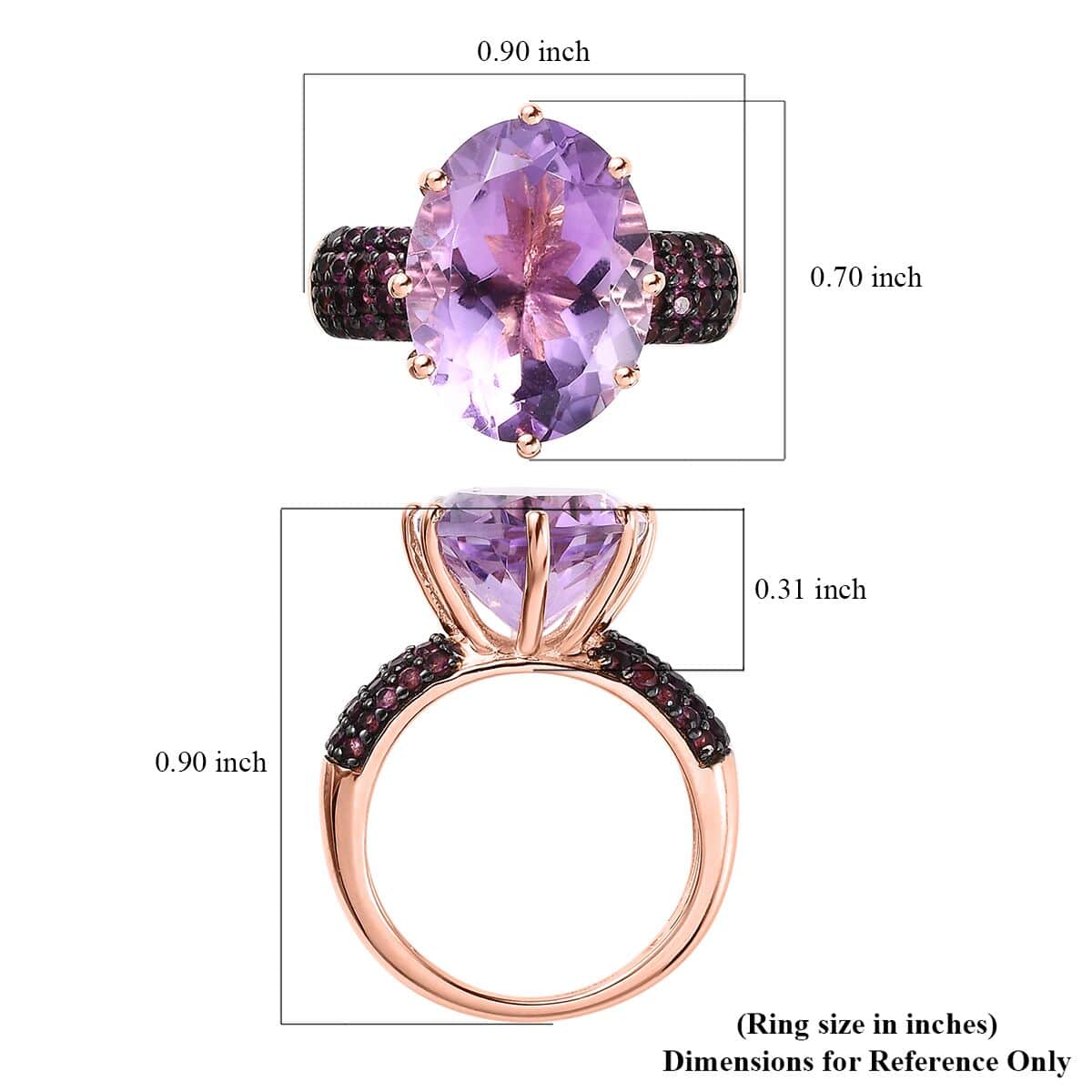 Doorbuster Premium Rose De France Amethyst, Orissa Rhodolite Garnet Ring in Vermeil RG Over Sterling Silver (Size 10.0) 9.75 ctw image number 5