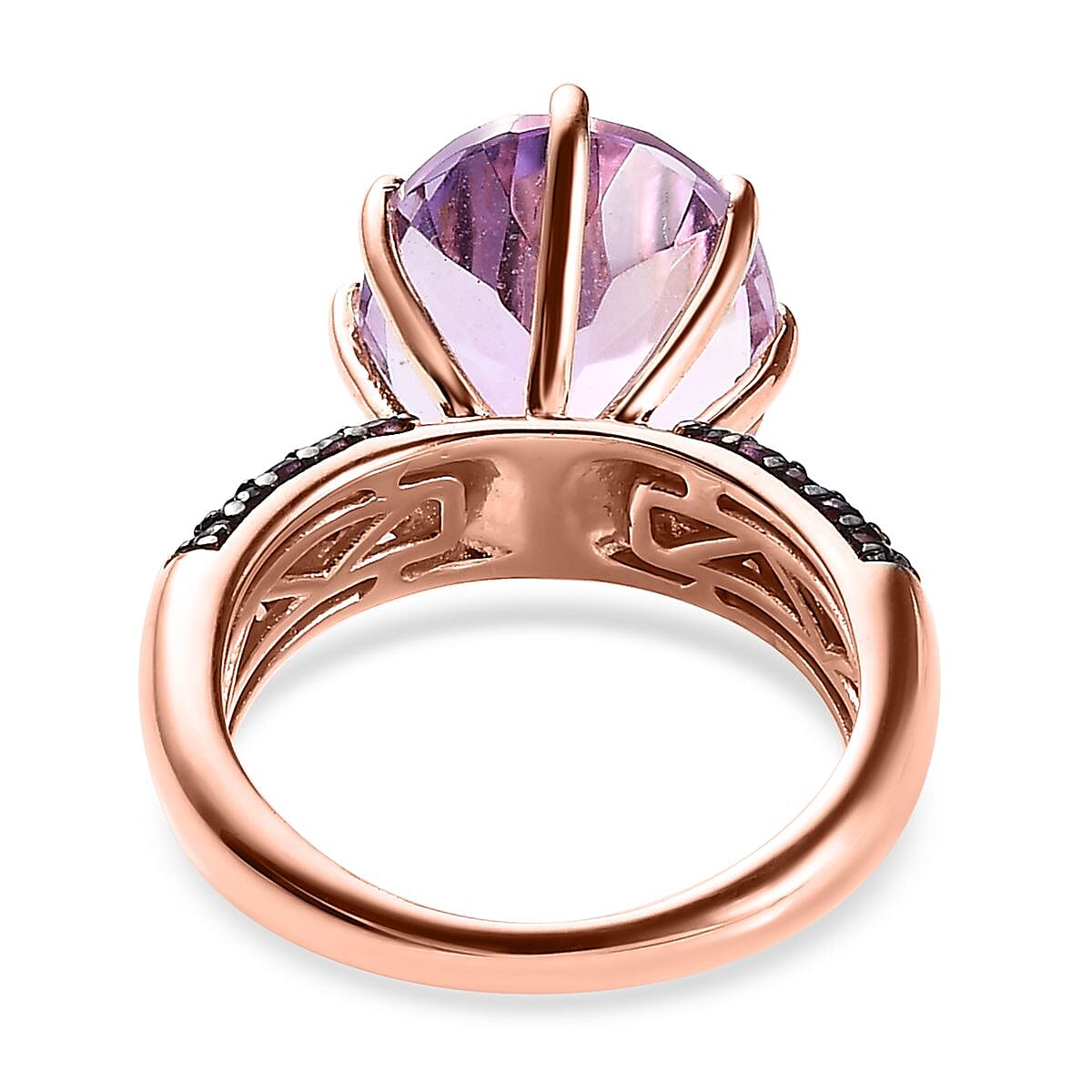 Premium Rose De France Amethyst and Orissa Rhodolite Garnet Ring in Vermeil Rose Gold Over Sterling Silver (Size 9.0) 9.75 ctw image number 4
