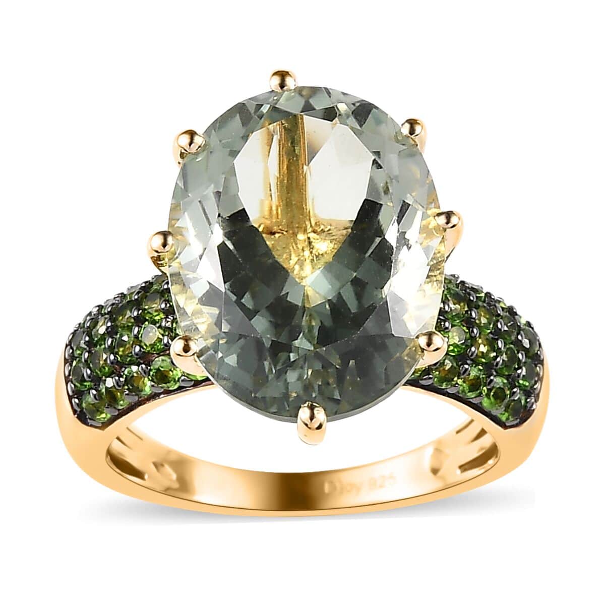 Premium Montezuma Prasiolite and Chrome Diopside Ring in Vermeil Yellow Gold Over Sterling Silver (Size 11.0) 10.00 ctw image number 0