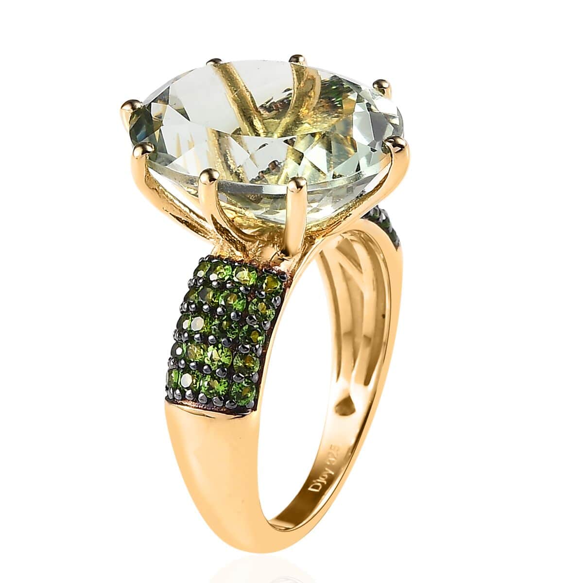 Premium Montezuma Prasiolite and Chrome Diopside Ring in Vermeil Yellow Gold Over Sterling Silver (Size 11.0) 10.00 ctw image number 3