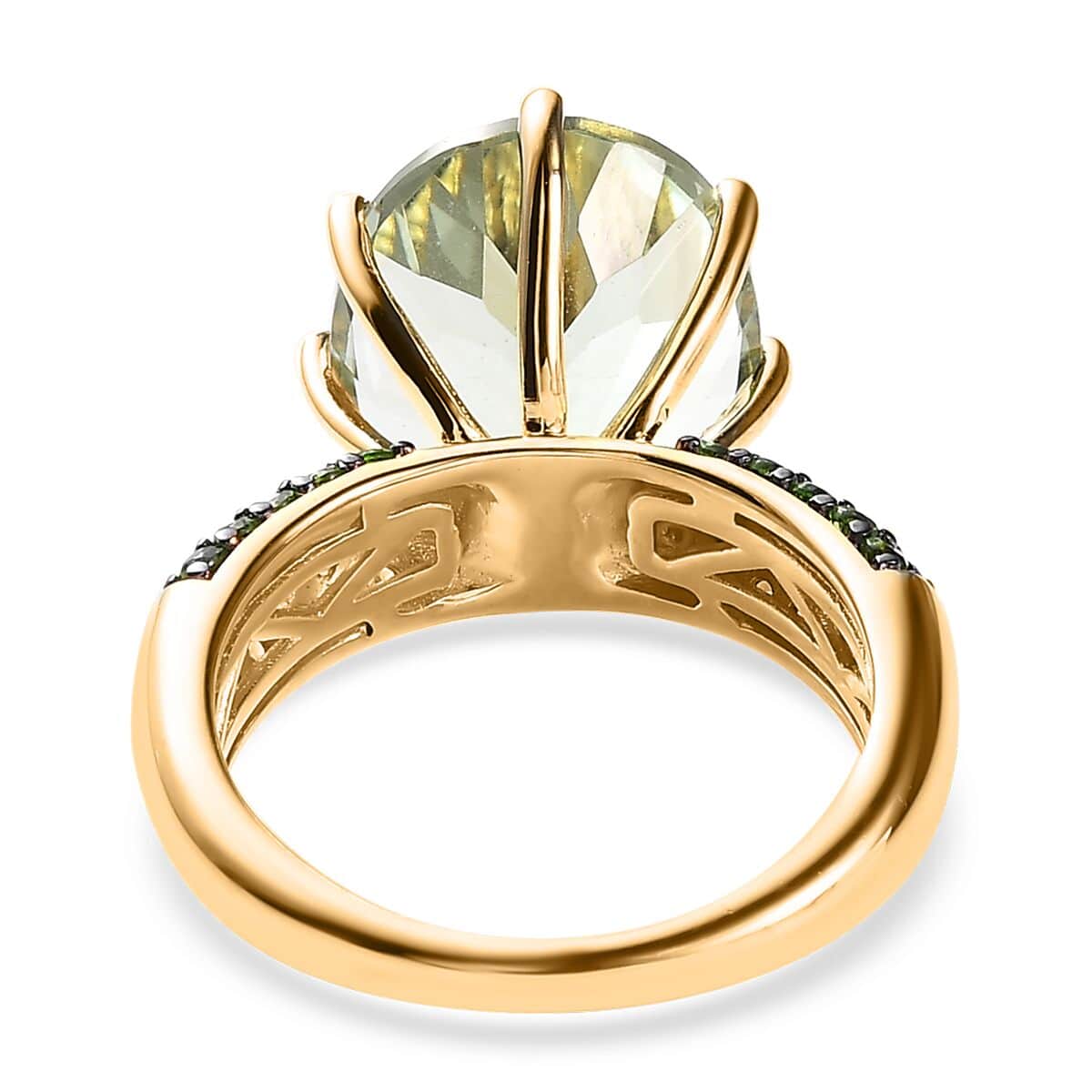 Premium Montezuma Prasiolite and Chrome Diopside Ring in Vermeil Yellow Gold Over Sterling Silver (Size 11.0) 10.00 ctw image number 4