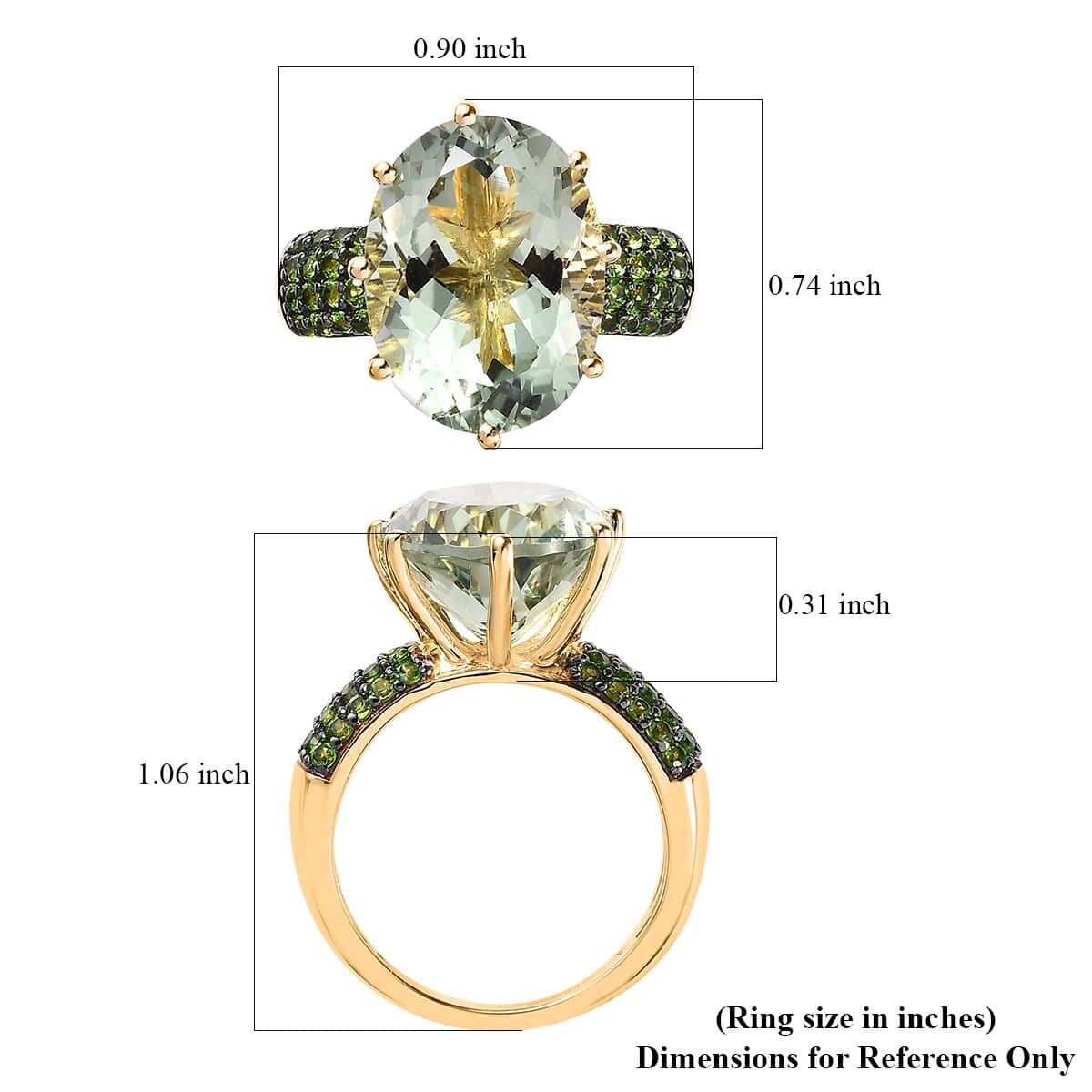 Premium Montezuma Prasiolite and Chrome Diopside Ring in Vermeil Yellow Gold Over Sterling Silver (Size 11.0) 10.00 ctw image number 5