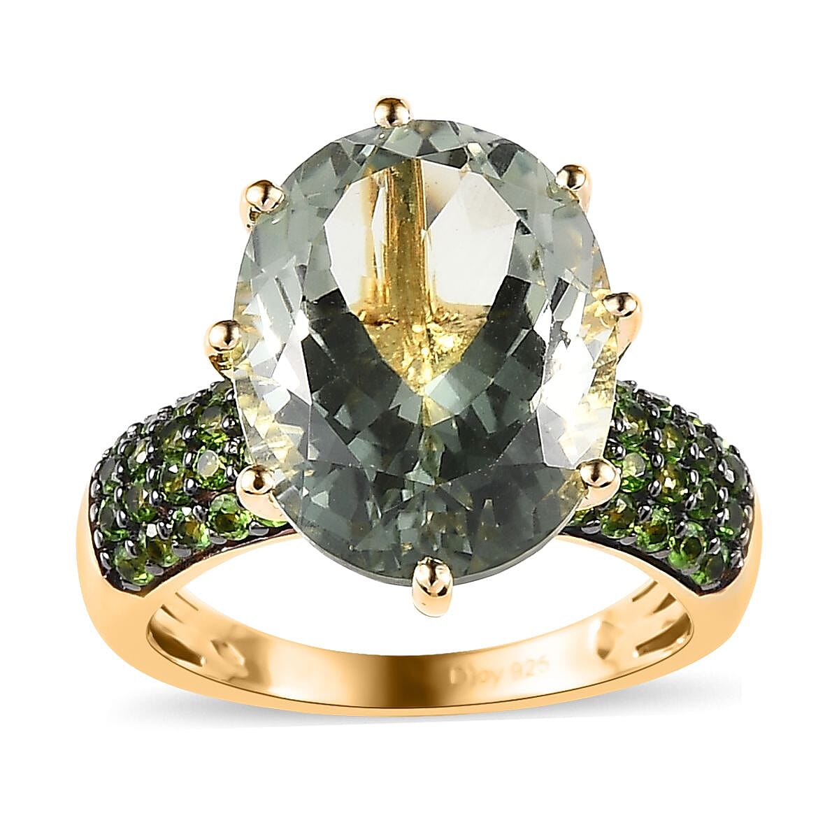 Premium Montezuma Prasiolite and Chrome Diopside Ring in Vermeil Yellow Gold Over Sterling Silver (Size 7.0) 10.00 ctw image number 0