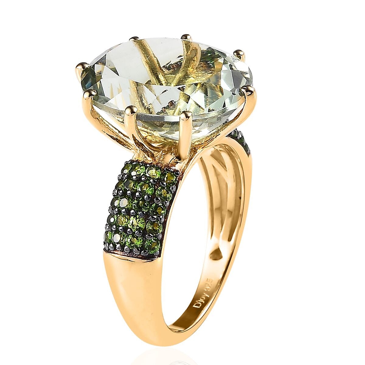 Premium Montezuma Prasiolite and Chrome Diopside Ring in Vermeil Yellow Gold Over Sterling Silver (Size 8.0) 10.00 ctw image number 3