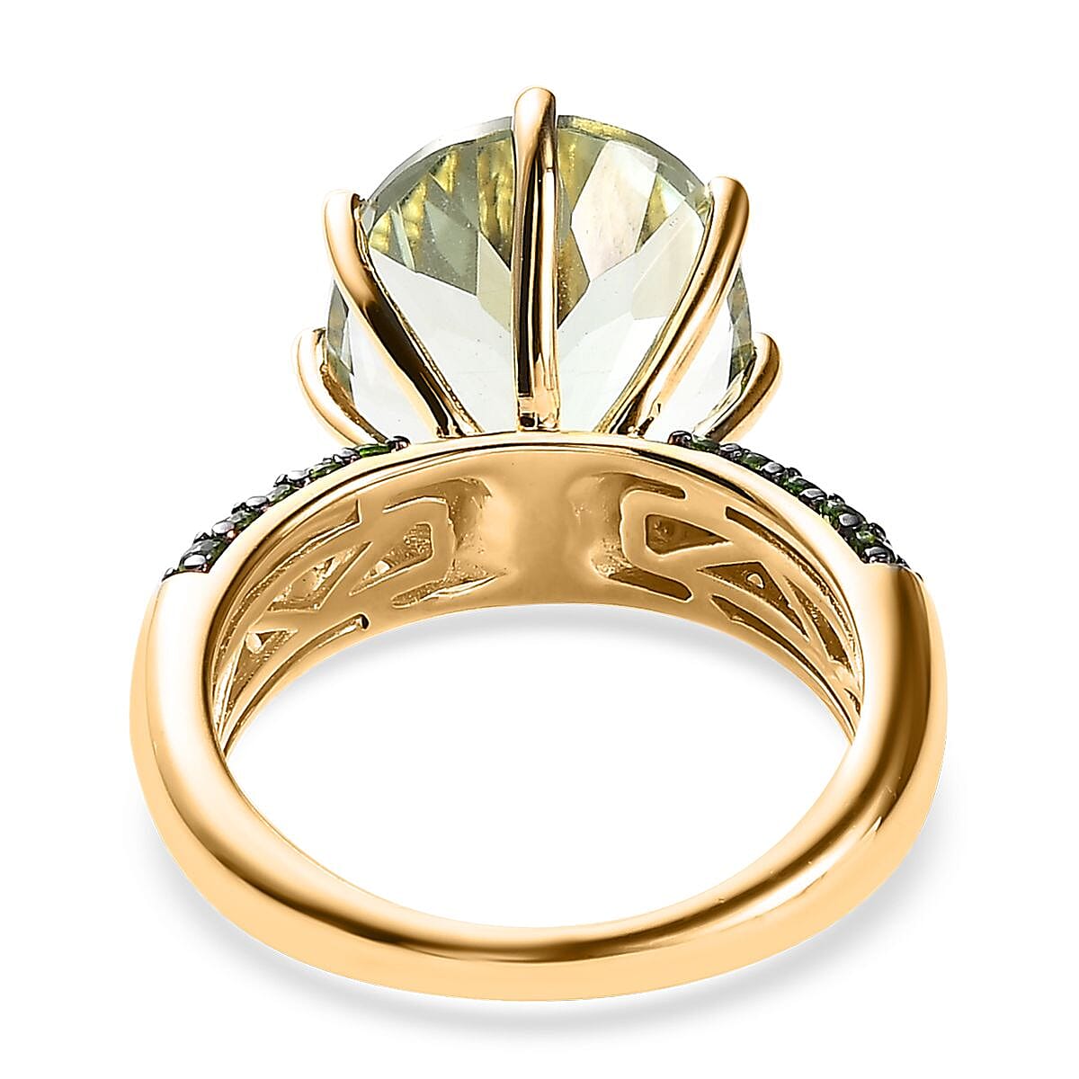 Premium Montezuma Prasiolite and Chrome Diopside Ring in Vermeil Yellow Gold Over Sterling Silver (Size 8.0) 10.00 ctw image number 4