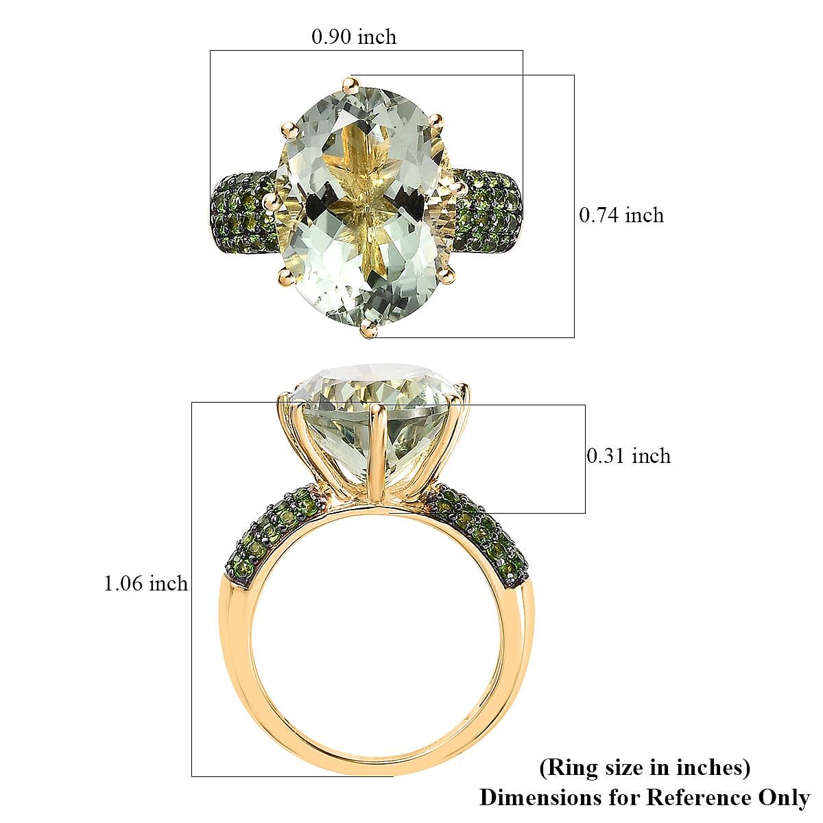 Premium Montezuma Prasiolite and Chrome Diopside Ring in Vermeil Yellow Gold Over Sterling Silver (Size 8.0) 10.00 ctw image number 5