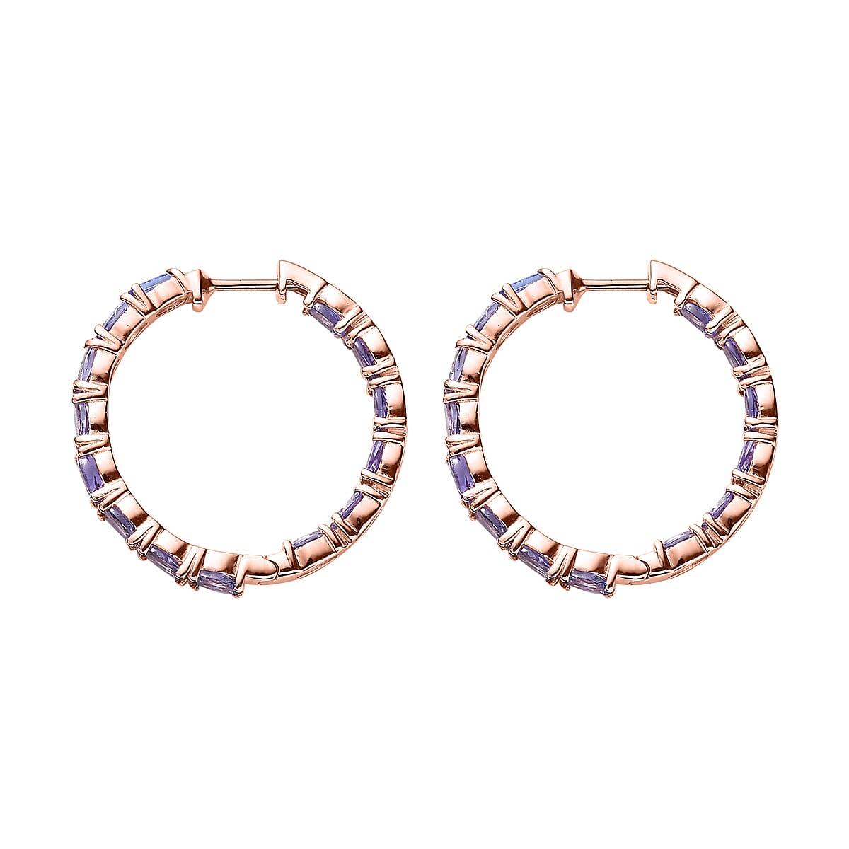 Tanzanite Hoop Earrings in Vermeil Rose Gold Over Sterling Silver 6.50 ctw