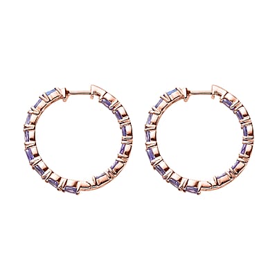 Tanzanite Hoop Earrings in Vermeil Rose Gold Over Sterling Silver 6.50 ctw