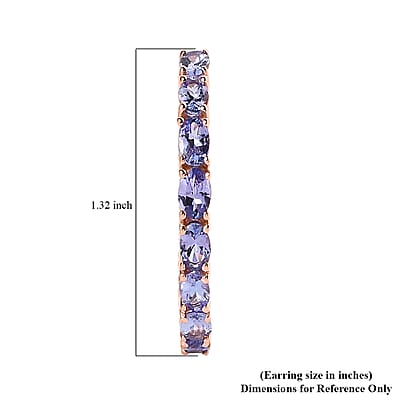 Tanzanite Hoop Earrings in Vermeil Rose Gold Over Sterling Silver 6.50 ctw