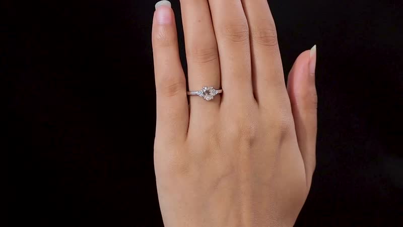 AAA Marropino Morganite, White Zircon Ring in Platinum Over Sterling Silver (Size 10.0) 1.00 ctw