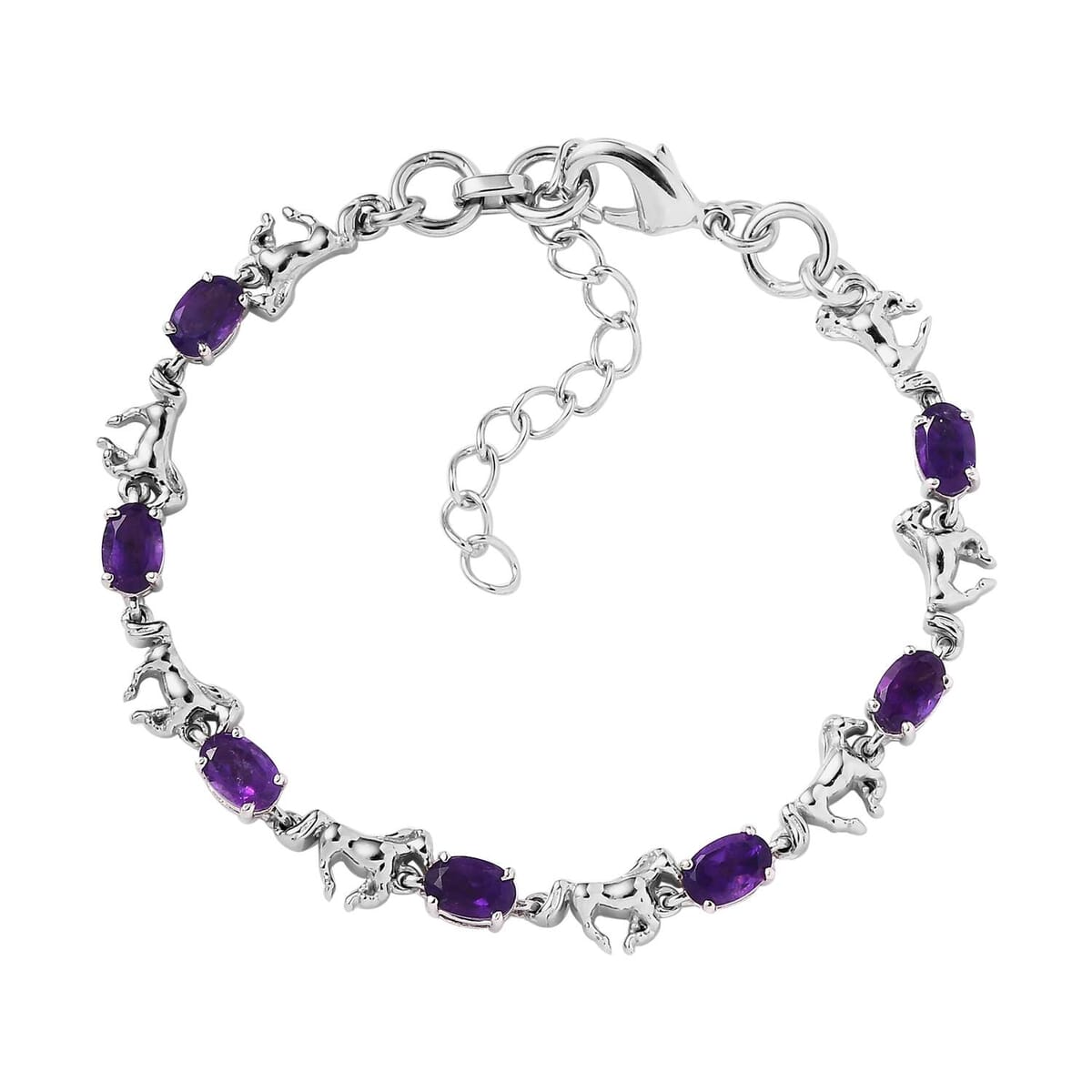 Karis African Amethyst Bracelet in Platinum Bond (6.508.0In) 3.00 ctw image number 0