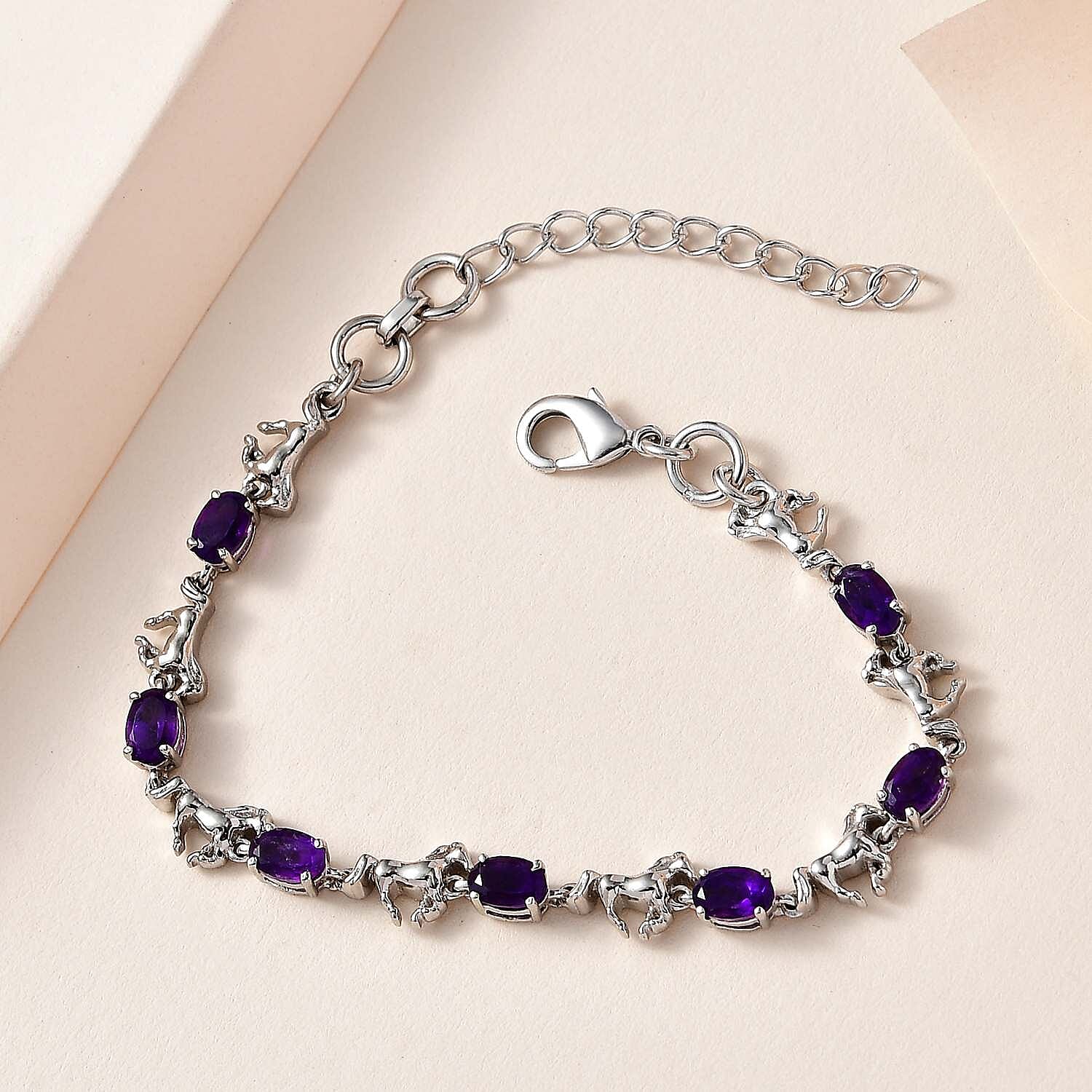 Karis African Amethyst Bracelet in Platinum Bond (6.50-8.0In) 3.00 ctw