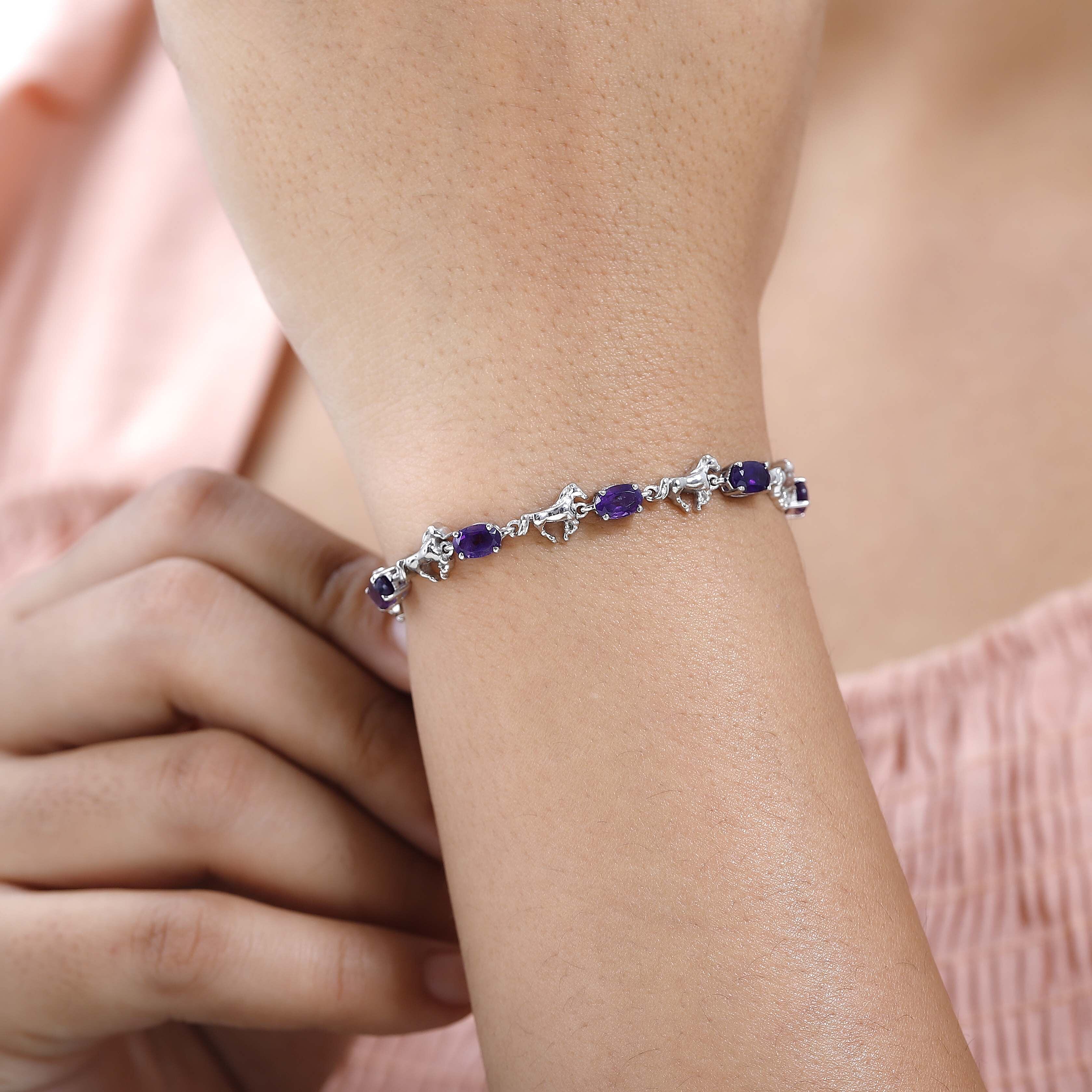 Karis African Amethyst Bracelet in Platinum Bond (6.50-8.0In) 3.00 ctw