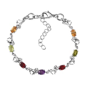 Karis Multi Gemstone Bracelet in Platinum Bond (6.50-8.0In) 3.30 ctw